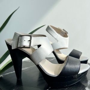 Levity black and white high heel sandals